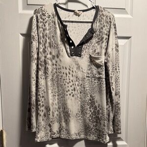 Gray Leopard Print Women's Top